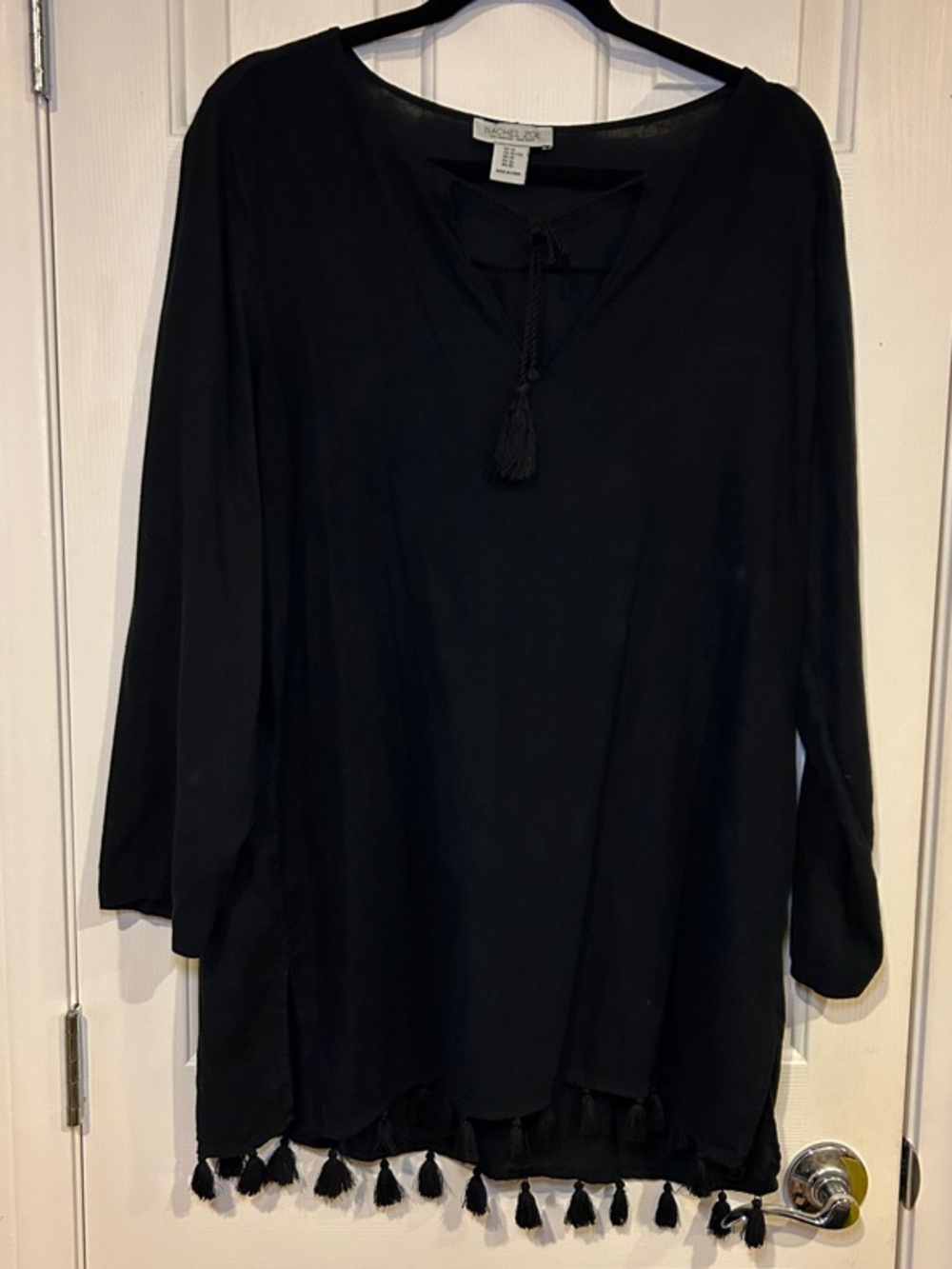 Rachel Zoe Black Tassel Hem Swim Coverup - Picture 1 of 4